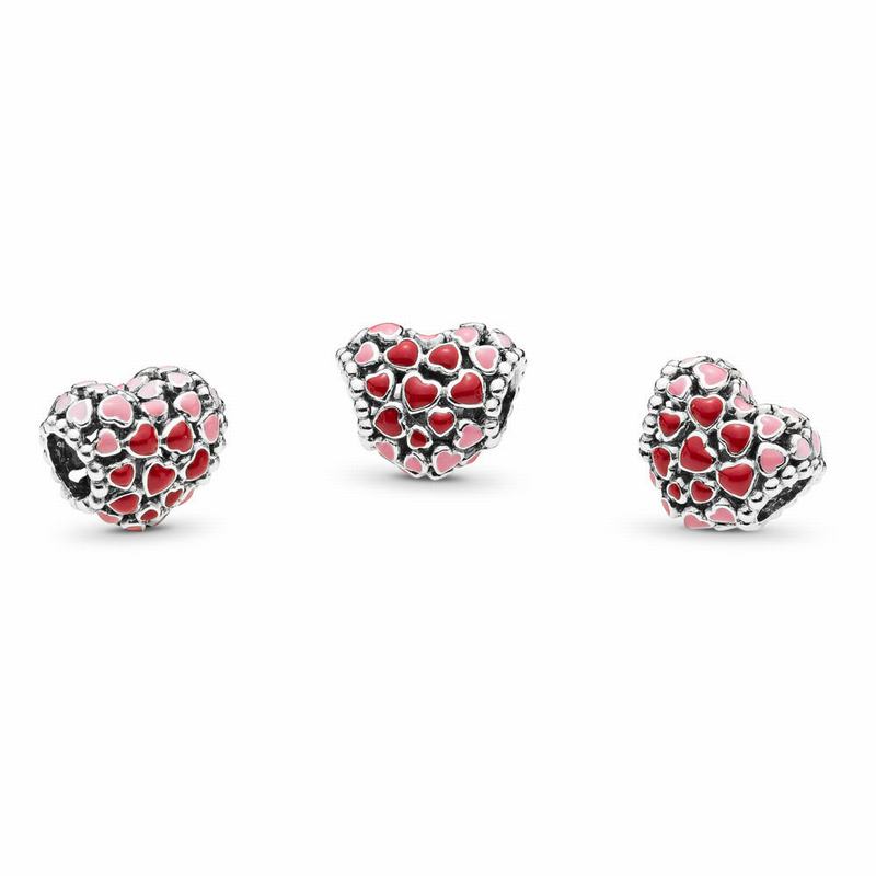 Pandora Red & Pink Hearts Charm Clearance NZ, Sterling Silver (042538-OCV)